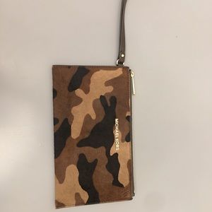 Michael Kors camo calf hair wristlet